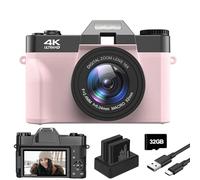 Trovoro Digital Camera - 4K Ultra HD - 3.0 Hd 270°Flip, 48 Million HD Pixels, Time-Lapse Video Function, Support for WiFi Function, Slow Motion Video, Time-Lapse Photo, Auto Focus (Pink,Standard)