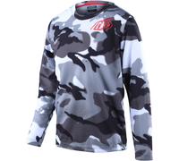 Troy Lee Designs Flowline Spray Camo Maglia da bicicletta giovanile, bianco-multicolore, taglia S