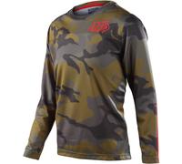 Troy Lee Designs Flowline Spray Camo Maglia da bicicletta giovanile, verde, taglia L