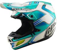 Troy Lee Designs SE5 Composite MIPS Crest Casco da motocross, Turchese/Bianco, Taglia M (57/58)