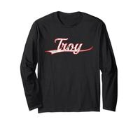 Troy New York Michigan Vintage Varsity Distressed Throwback Maglia a Manica
