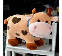 TROYSINC Mucche di peluche con sciarpa, morbido peluche circa 28 cm, simpatico cuscino dei cartoni animati, regali creativi per adulti e bambini (marrone)