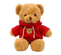 TROYSINC Orsacchiotto in morbida pelliccia con cappuccio, stampa a zampe, regalo (rosso, 30 cm)