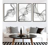 TROYSINC Set di 3 poster di design moderno in bianco e nero, tele astratte, senza cornice, per il soggiorno (50 x 70 cm)