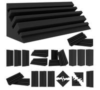 TroyStudio Bass Traps - 24 pezzi 10,2 x 10,2 x 30,5 cm denso spessore angolo in schiuma per bassi da studio, pannello di trattamento acustico assorbente eco riverbero, bassa frequenza, per sala musica