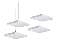 TroyStudio Pannelli acustici per soffitti - 30 x 30 x 30 cm 4 pezzi rivestiti in fibra di vetro da appendere a goccia, pannello da parete spesso fonoassorbente per ufficio, home theater, studio di registrazione (quadrato)