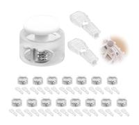 Trpoey 16 + 32 fermacorda in metallo a 2 fori, set di fermacorda in nylon di alta qualità, 16 fermagli in metallo e 32 lacci in bianco per applicazioni con chiusura a cordoncino