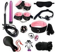 TRQOYTU 12 Pezzi Rosa Set Adulto Manette Cinghie Sexy Per Coppie Letto Bondage Bondage Sessuale Set Sadomaso Schiavo Bondage Manette Set Corda Per Coppie Maglione