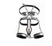 TRQOYTU 3 Pz/set Cintura Di Castità Bondage Giochi Per Adulti Reggiseno In Acciaio Inossidabile Anello Per Coscia Cintura Di Castità In Metallo Kit Giocattoli Erotici