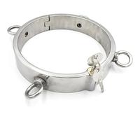 TRQOYTU Collare In Acciaio Inossidabile Con Chiusura A 4 Occhielli Girocollo In Metallo SM/Collo Di Ritenuta Schiavo Collare Per Collo Anello Cosplay BDSM Bondage Set Gioco Per Adulti Restrizioni
