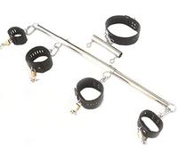 TRQOYTU Collare In Pelle PU Con Serratura Collare Manette Polsini Per Le Gambe Spreader In Metallo Di Ritenuta Per Schiavi BDSM Bondage Suit Restraint Giocattoli Sessuali Per Uomini Donne