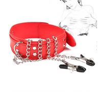 TRQOYTU Collari SM Con Morsetti Per Capezzoli, Sesso Per Capezzoli, Collare In Pelle Bondage Per Donna, Morsetti Per Capezzoli In Metallo, Catene Per Capezzoli, Set Di Restrizioni BDSM, Tortura