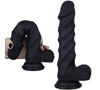 TRQOYTU Dildo Anale XXL Dildo Gigante Materiale Di Sicurezza In Silicone Nero, Asta A Spirale, Con Testicoli Ruvidi, Vera Replica Del Pene Reale Dong, Adatto Ai Principianti