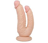 TRQOYTU Dildo Doppio Dildo Doppia Testa Realistico Pene Per Lesbiche Silicone Anal Plug Anal Plug Butt Plug Con Ventosa Massaggio Anale Vaginale Masturbatore Giocattolo Sessuale Per Uomini E Donne
