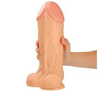 TRQOYTU Fallo Anale Fallo Gigante XXL Vene Reali E Testicoli Carnosi Replica Reale Del Pene Dong Realistici Stimola Il Punto G Per Te Con Una Forte Ventosa, Giocattolo Unisex
