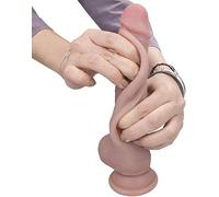 TRQOYTU Fallo Realistico Con Prepuzio, Fallo Anale Perfetto Con Forte Ventosa Flessibile Real Dong Plug Anale Pene Con Replica Di Glande E Testicoli Per Coppia Di Donne