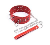 TRQOYTU Fetish SM Restrizioni Collare Bondage Collari In Pelle Con Punte Flirt BDSM Collare Per Cani Schiavo SM Schiavo Collana A Catena In Metallo Set Di Bondage Giocattolo Adulto Sesso