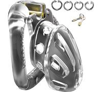 TRQOYTU Gabbia Per Pene In Plastica 2 Colori Gabbia Di Castità Per Uomo 2 Misure Con 4 Anelli Per Cazzi Aperti Bondage Estremo Gabbia Per Cazzi BDSM Astinenza Fetish Cintura Di Castità Uomo