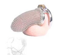 TRQOYTU Gabbia Per Pene In Rete Di Acciaio Inossidabile Bondage SM Castità Per Pene 4 Misure Di Anello Tra Cui Scegliere Gabbia Per Castità Anello Curvo Cintura Di Per Giocattolo