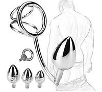 TRQOYTU Gancio Anale Con Anello Per Il Pene Plug Anale In Metallo Butt Plug 3 Sfere Intercambiabili Bondage Asslock Stimolazione Della Prostata Anello Per Il Pene Anello Per Testicoli Fetish Sex