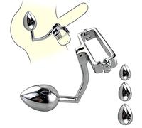 TRQOYTU Gancio Anale Gancio Anale Con Anelli Per Testicoli Barella Per Scroto In Metallo Plug Anale Palla Anale Butt Plug Anello Per Pene In Acciaio Inossidabile SM Bondage Ball Barella Asslock