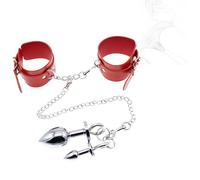 TRQOYTU Manette BDSM Manette Con 2 Plug Anali Palline Anali Da Super Grandi A Piccole Plug Anale In Metallo Argentato Sex SM G-Spot Restraint Sex Toy Fetish Erotico Per Principianti Flirt
