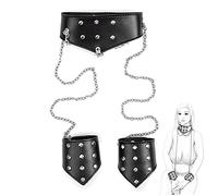 TRQOYTU Manette Per Colletto BDSM, Set Per Bondage Sessuale, Manette In Pelle, Manette Per Collare, Ritenuta Per Il Collo, Con Rivetto, Regolabile, Flirt Bondage, Schiavo, Giocattolo Sessuale Per