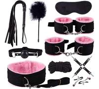 TRQOYTU Manette Sessuali 10 Pezzi Accessori Sessuali Rosa Per Coppie Adulte Set Di Restrizioni Per Bondage BDSM Set Di Giocattoli Mobili Per Il Sesso Set Di Manette Per Camera Da Letto Set