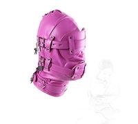 TRQOYTU Maschera Per La Testa Bondage SM Con Bavaglio Per Pene E Maschera Per Gli Occhi Rimovibile Occhi E Bocca Dildo Con Coulisse A 3 Lucchetti Cappuccio Completo Posteriore Giocattolo