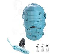 TRQOYTU Maschera Per La Testa Bondage SM Con Bavaglio Per Pene E Maschera Per Gli Occhi Rimovibile Occhi E Bocca Dildo Con Coulisse A 3 Lucchetti Cappuccio Completo Posteriore Giocattolo