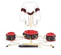 TRQOYTU Morsetti Per Capezzoli Con Manette E Collare SM Bondage Morsetti Per Capezzoli In Pelle Manette Collari Set Di Ritenuta BDSM Schiavo Sex Toys Per Donne E Uomini