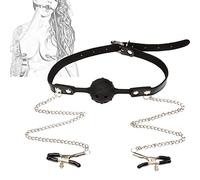 TRQOYTU Morsetti Per Capezzoli Sesso Per Capezzoli Con Bavaglio In Silicone Palla Bocca Gag SM Bondage Morsetti Per Capezzoli Palla Gag Clip Per Capezzoli Catena Schiavo Flirtare Gioco Erotico