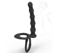 TRQOYTU Plug Anale Con Anello Per Il Pene Doppio Anello Doppia Penetrazione Plug Anale Con 5 Palline Anali Doppia Penetrazione Strapon Dildo Massaggiatore Anale Vibratore Doppia Stimolazione