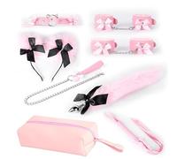 TRQOYTU Plug Anale Per Coppie Cosplay Con Coda Di Volpe Bondage Plug Anale Butt Plug Dildo Anale Set Di 8 Orecchie Di Gatto Manette SM Gioco Di Ruolo Giocattolo Anale Giocattolo Sessuale Per Uomini