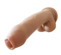 TRQOYTU Prepuzio Realistico Plug Anale In Silicone 22 Cm Doppio Strato Glande Realistiche Testicolo Vena Penetrazione Forte Ventosa Coppia Prostata Plug Anale Masturbazione Vaginale Giocattolo