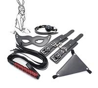TRQOYTU Set Bondage BDSM Manette In Pelle Bocca Bavaglio Benda Fruste E Biancheria Intima Sexy Set Bondage Per Letto Sessuale SM Flirtare Giocattoli Sessuali Per Donne Uomini Principianti E Coppie