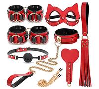 TRQOYTU Set Bondage, Manette, Museruola, Morsetti Per Capezzoli, Benda, Set Di Ritenuta Per Frusta, Giocattoli Sessuali Fetish Da 8 Pezzi, Perfetti Per Coppie, Uomini E Donne