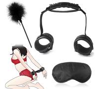 TRQOYTU Set Bondage, Set Bondage, Letto Sessuale Con Manette, Giocattolo Sessuale Solleticatore Di Piume Con Benda, Erotico, Set BDSM, Set Bondage, Set Sessuale Bondage, Giocattolo Sessuale