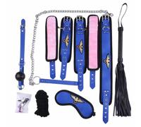 TRQOYTU Set Di 10 Pezzi Per Bondage Estremo, Set Di 10 Pezzi In Pelle E Peluche BDSM, Bavaglio, Frusta, Pinze Per Capezzoli, Cinghie SM, Manette E Cavigliere Adatte Ai Principianti, Giocattoli