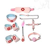 TRQOYTU Set Di 8 Pezzi Per Bondage, Manette, Maschera Per Gli Occhi, Collare, Bavaglio, Solletico Di Piume, Restrizioni Per Le Caviglie, Set Di Restrizioni, Restrizioni Per Le Mani