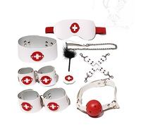 TRQOYTU Set Di 8 Pezzi Per Bondage, Manette, Maschera Per Gli Occhi, Collare, Bavaglio, Solletico Di Piume, Restrizioni Per Le Caviglie, Set Di Restrizioni, Restrizioni Per Le Mani