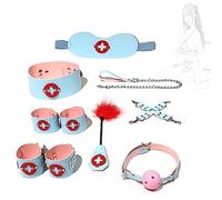TRQOYTU Set Di 8 Pezzi Per Bondage, Manette, Maschera Per Gli Occhi, Collare, Bavaglio, Solletico Di Piume, Restrizioni Per Le Caviglie, Set Di Restrizioni, Restrizioni Per Le Mani
