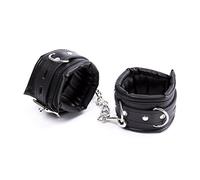 TRQOYTU Set Di Polsini Per Bondage Neri, Restrizioni In Pelle Imbottite E Chiudibili A Chiave, Restrizioni Per I Polsi, Manette SM In Morbida Pelle, Giocattoli Erotici Fetish Per Schiavi Regolabili