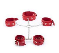 TRQOYTU Set Sessuale Bondage SM In Pelle PU Con Collare, Manette E Restrizioni, Set Bondage Con Polsi E Restrizioni, Giocattoli Sessuali Per Costrizione Del Letto Per Coppie, Regolabile