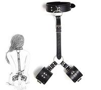 TRQOYTU SM Collari Manette Kit Sesso Bondage Pelle Collo Di Ritenuta Collare Manette Manette Schiavo Ritenuta Flirt Erotico Regolabile Giocattolo Del Sesso Per Coppie Donne Uomini Estremi