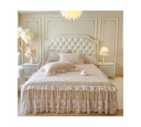 TRQQWEQQ 3 Pezzi Gonna Letto con Volant Avvolgente Velluto Latte Altezza Gonna Letto 45cm Coprirete per Letto con Cinghie Elastiche Facile da Pulire(Brown,King XL-180 * 220)