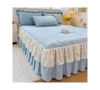 TRQQWEQQ Velluto Latte Copriletto con Volant 3 Pezzi Gonna da Letto con Cinghie Elastiche Altezza Gonna Letto 40cm Set di Prodotti per La Casa(Blue,Super/CK King-200 * 220)