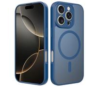 TRRDB Custodia di ricarica wireless magnetica opaca per iPhone 14 15 16 17 Pro Max 17 Air 14 15 16 Plus antiurto copertura di protezione dell'obiettivo, blu reale, per iPhone 14 Plus