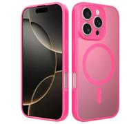 TRRDB Custodia di ricarica wireless magnetica opaca per iPhone 14 15 16 17 Pro Max 17 Air 14 15 16 Plus antiurto copertura di protezione dell'obiettivo, rosa rossa, per iPhone 14 Plus