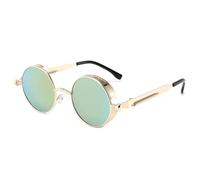 TRRDB Occhiali da sole classici Steampunk 2024 Uomini e Donne Retrò Rotondi Occhiali da sole in Metallo Occhiali da sole Moda UV400, C20, 143*137*49mm